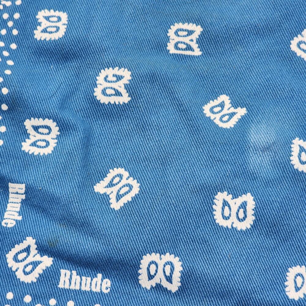 Rhude Bandana Print Drawstring Cotton Shorts Blue Size Large - Preowned - Picture 4 of 7
